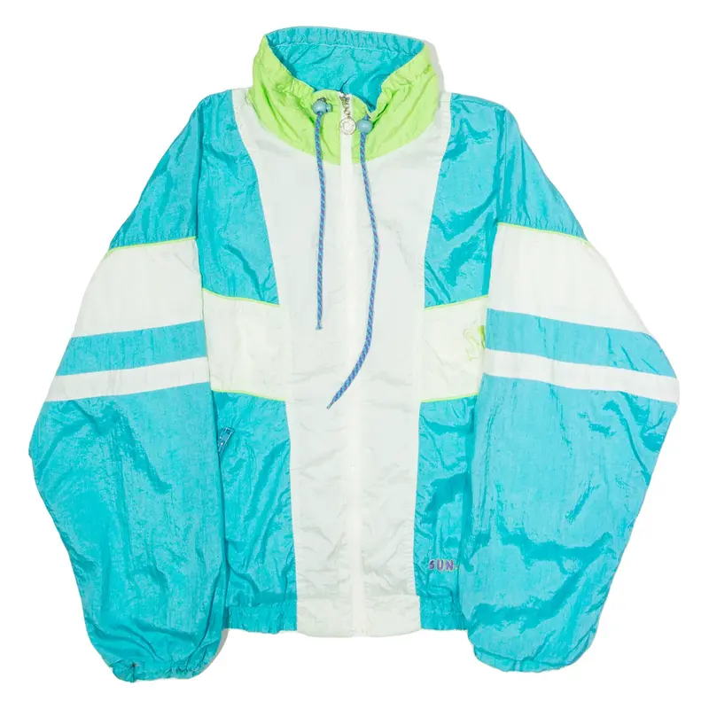 SUN SET Sport Mens Shell Jacket Blue 90s Colourblock M