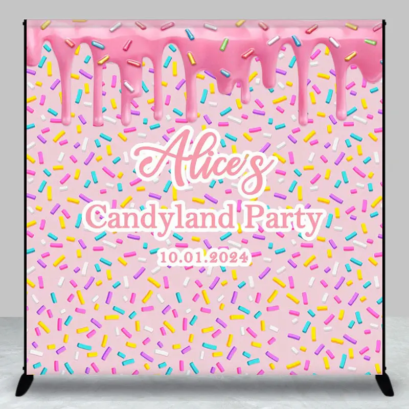 Pink Cream Candyland Girls Custom Birthday Backdrop - Aperturee