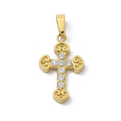 Ion Plating(IP) 304 Stainless Steel Micro Pave Cubic Zirconia Pendants