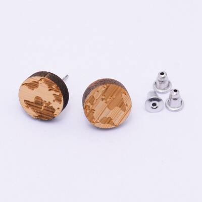 Natural Wood Stud Earrings