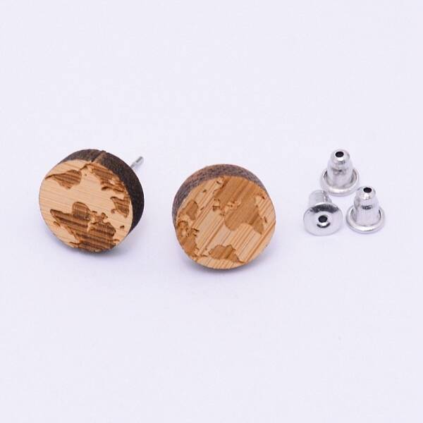 Natural Wood Stud Earrings