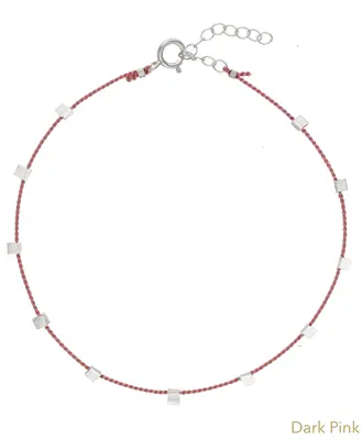 Hilo Anklet | Metal Color: Silver | Color: Dark Pink