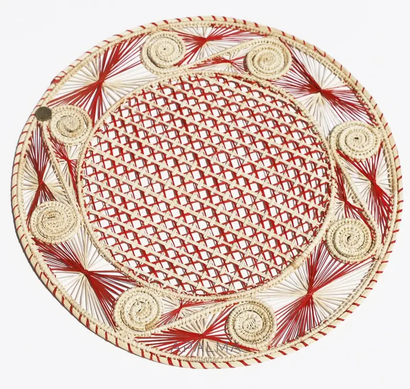 Caracoli Red Iraca Straw Placemats - Pack of 6 - Made of Natural Palm | Pack: Pack of 6 | Color: Red
