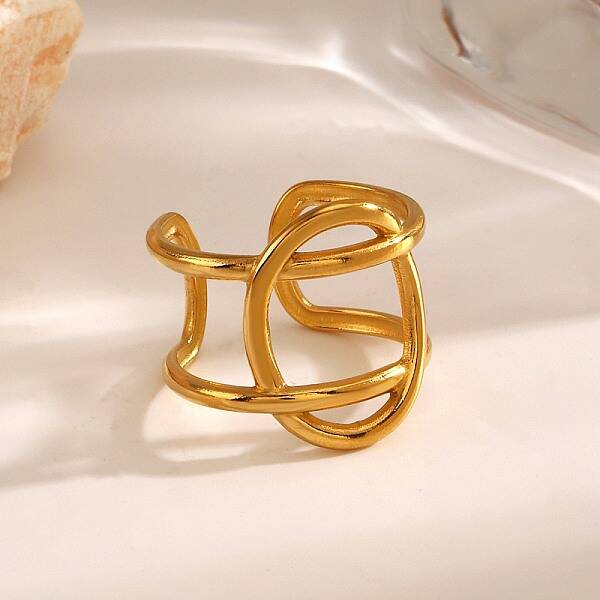 304 Stainless Steel Hollow Oval Open Cuff Rings