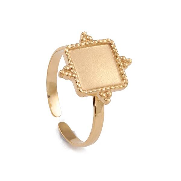 Ion Plating(IP) 304 Stainless Steel Open Cuff Finger Ring Cabochon Settings