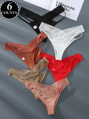 Plus Size Criss Cross Scallop Lace Panty, Low Rise Comfy Knicker for Women, Fashion Ladies' Underwear for All Seasons, Summer...