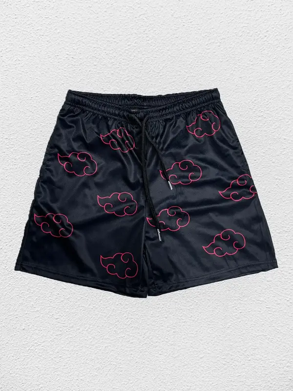 Men's Cloud Print Drawstring Waist Sports Shorts, Regular Fit Casual Breathable Pocket Shorts for Summer, Men's Sportswear fo...