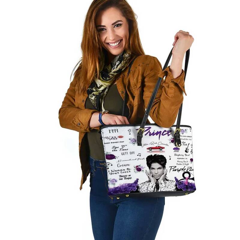 Prince Purple Women Leather Tote Bag