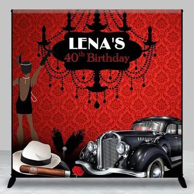 Red Black Luxury Car Custom Name Birthday Backdrop - Aperturee