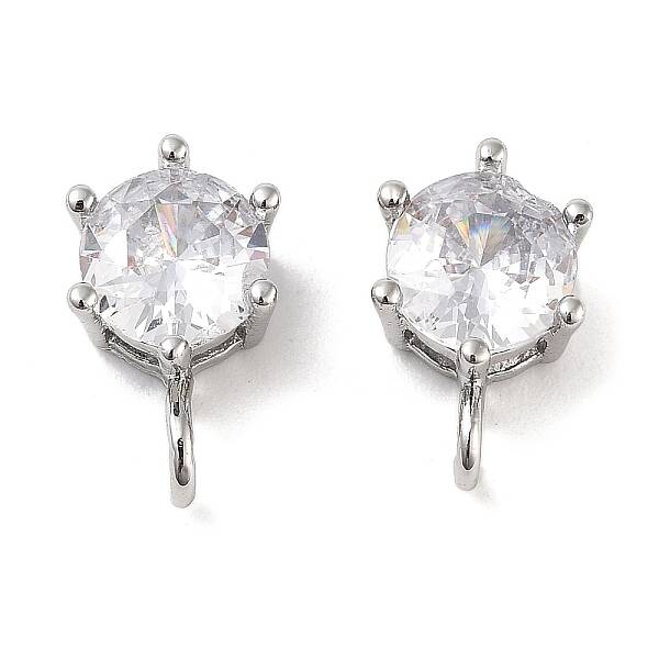 Brass Micro Pave Clear Cubic Zirconia Pendants