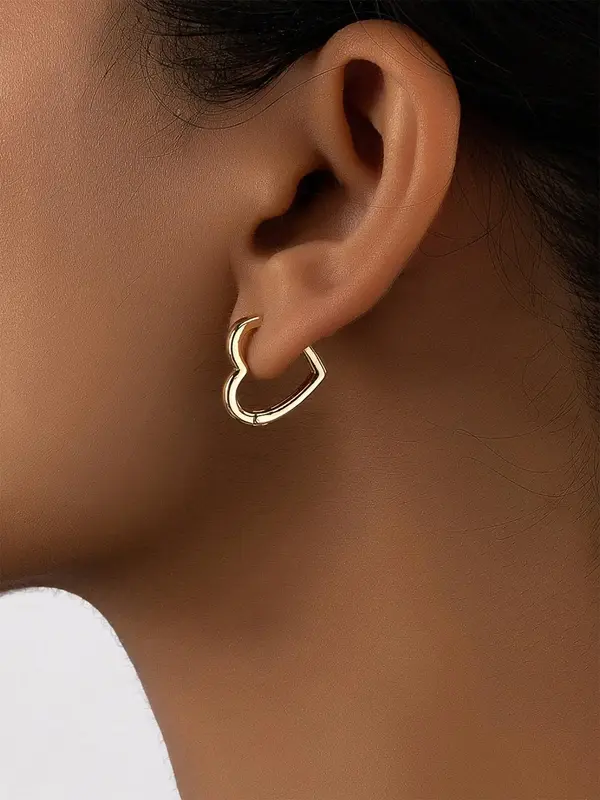 Women's Heart Design Hoop Earrings, 1 Pair/2 Pairs Elegant All-match Earrings for Girls Gift, Earrings for Women, Female Cla...