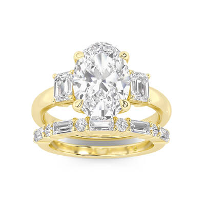 Moonbeam Lab Grown Oval Shaped Diamond Engagement Ring with the Cleo Wedding Band | 10K Yellow Gold 3 1/2 ct. tw.