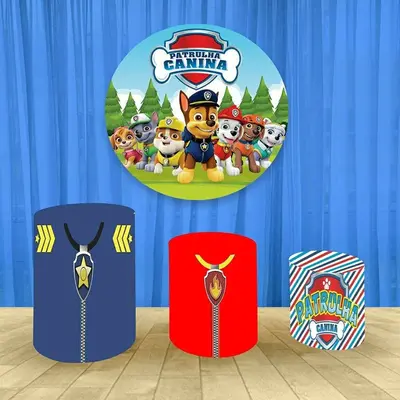 Aperturee Little Cute Dogs Round Happy Birthday Party Backdrop Kit | Round Party Backdrop | Circular Birthday Backdrop Cover ...