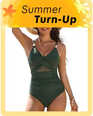 Blooming Jelly Slimming Full Coverage Mesh Womens Metal Modest Tummy Control One Piece Swimsuit Customizable Fit Criss Cross ...