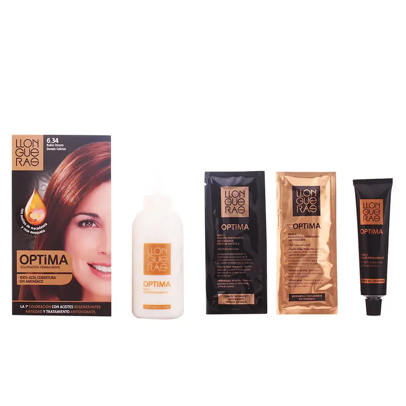 Llongueras Optima Permanent Hair Color Without Ammonia 6.34 Dark Golden Copper Blonde