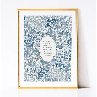 GRACEFUL Slow Down You're Doing Fine | Billy Joel, Vienna | Wall Art | Vintage Blue Aesthetic