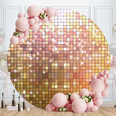 Aperturee Gold Glitter Bokeh Round Happy Birthday Backdrop
