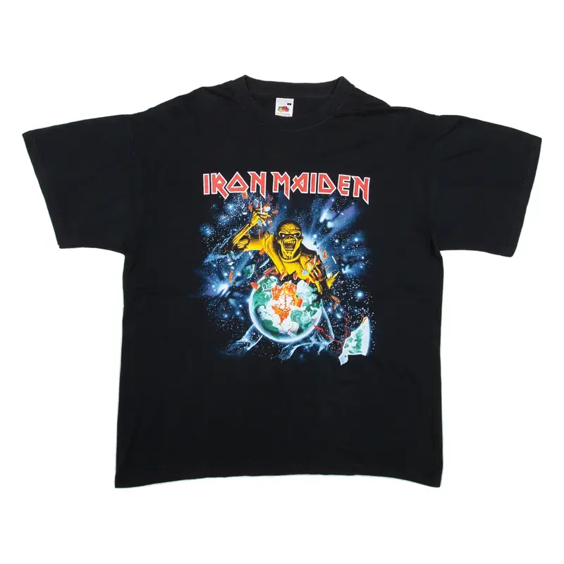 FRUIT OF THE LOOM Iron Maiden Eddie Rips Up Europe Summer 2005 Mens Band T-Shirt Black L