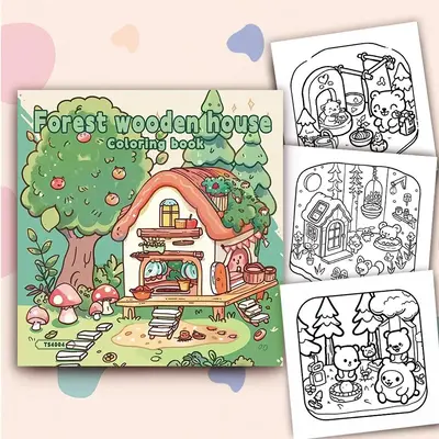 Forest Wooden House Coloring Book, 1 Count Cute Forest Wooden House Theme Coloring Book, DIY Painting Supplies for Adults, An...