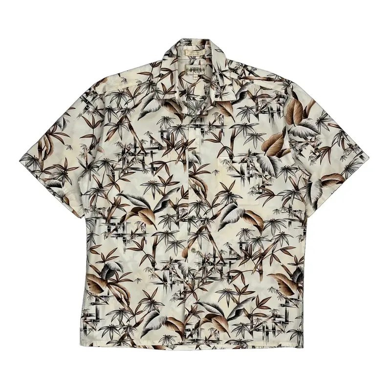 Campia Hawaiian Shirt - Large Beige Cotton