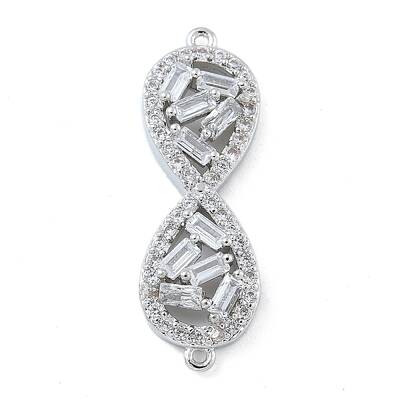 Rack Plating Brass Clear Cubic Zirconia Infinity Connector Charms