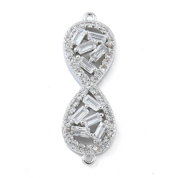 Rack Plating Brass Clear Cubic Zirconia Infinity Connector Charms
