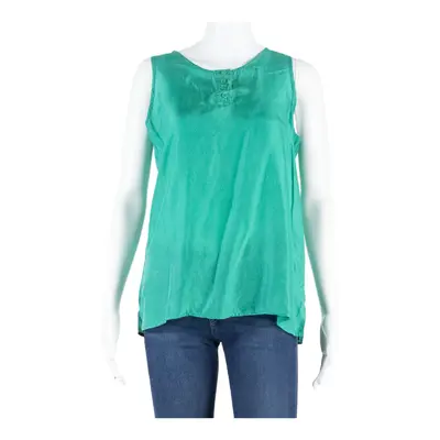 Womens Shirt Green Sleeveless Silk S