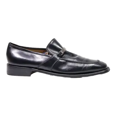 SALVATORE FERRAGAMO Loafer Shoes Black Leather Mens UK 9