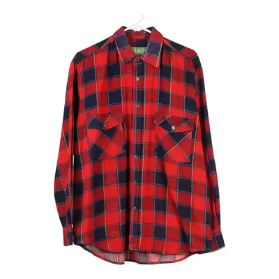Barone Checked Flannel Shirt - Medium Red Cotton