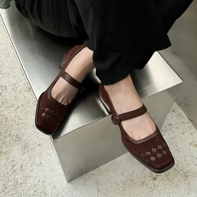 CHIKO Hester Square Toe Block Heels Mary Jane Shoes