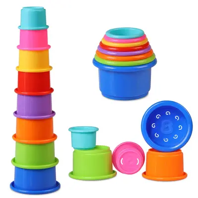 Baby Stacking Cups Set for Toddlers, Colorful Nested Bath Toys for Boys and Girls, Fun Educational Stacking Playthings