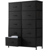 Sweet Furniture S - Tall Fabric Storage Tower Dresser with 10 Drawers and Wood Top for Bedroom