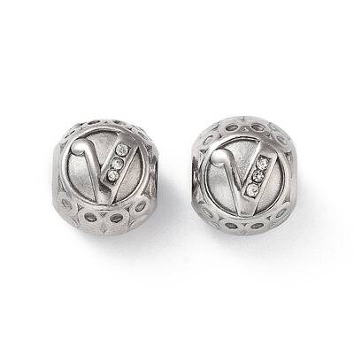 304 Stainless Steel Rhinestone European Beads