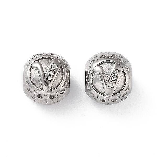 304 Stainless Steel Rhinestone European Beads