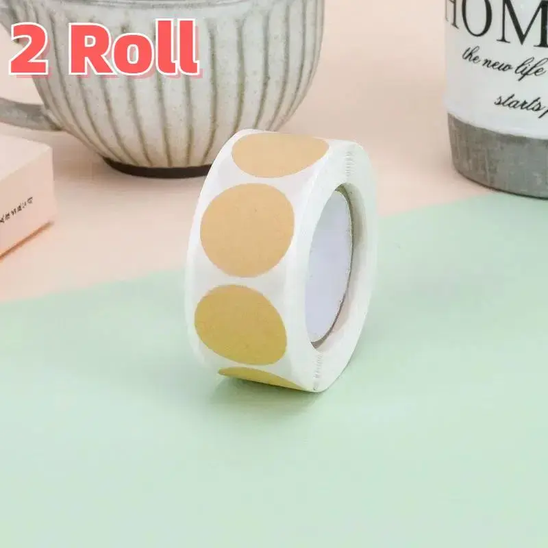 Blank Kraft Paper Round Self-adhesive Label Paper, 1000pcs/2 Rolls Item Classification Name Stickers, Personalized Labels for...