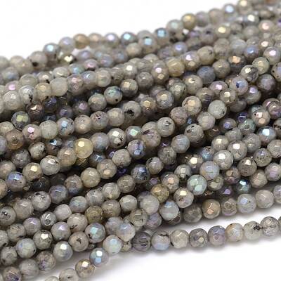 Natural Electroplate Labradorite Round Bead Strands