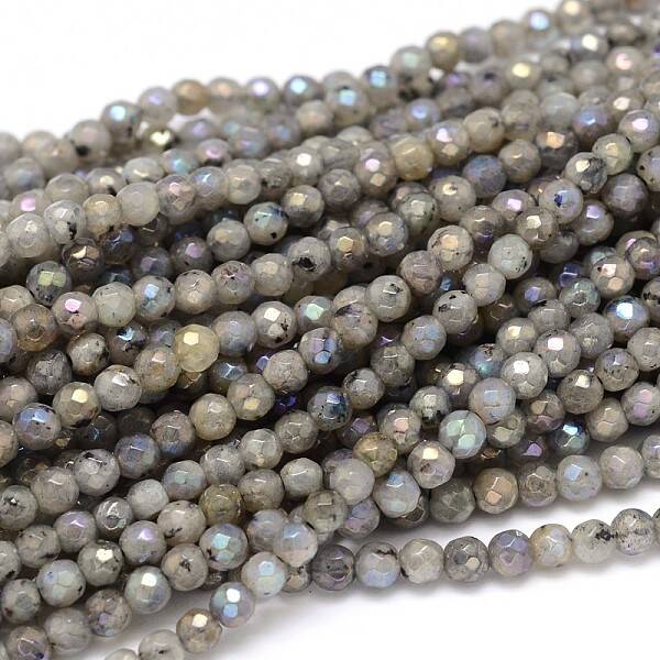 Natural Electroplate Labradorite Round Bead Strands