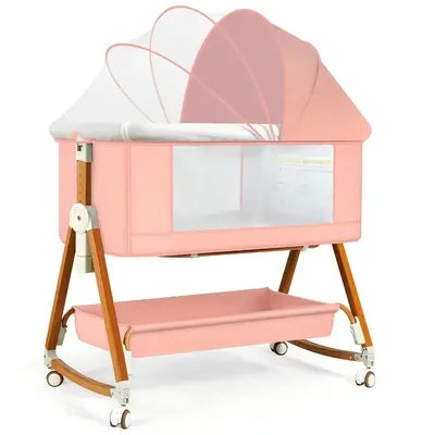 Baby Bassinet Crib Sleeper, 6 Height Adjustable Cribs,Easy to Fold Portable Crib Side Bassinet,Swing Cradle Bed Side Sleeper ...