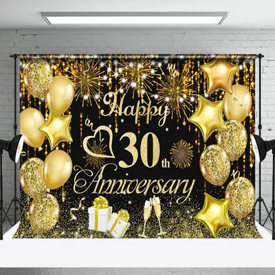 Glitter Vibe Bokeh Balloons Anniversary Backdrop - Aperturee
