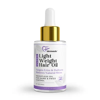 Dermveda Ultra-Light Weight Hair Oil, Lightweight Hair Oil For Shine And Frizz Control, 2 Fl Oz