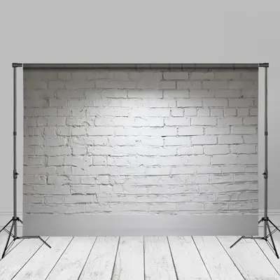 Artistic White Brush Brick Wall Photography Backdrop - Aperturee