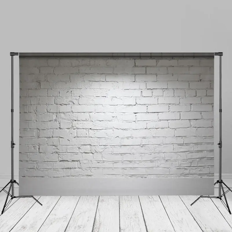 Artistic White Brush Brick Wall Photography Backdrop - Aperturee