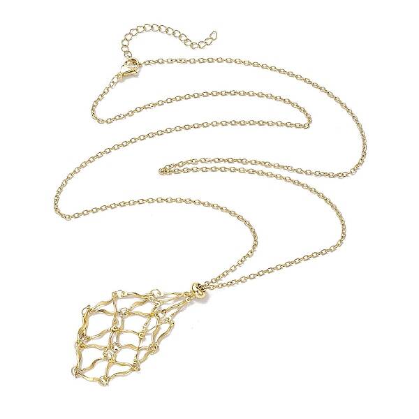 Stainless Steel Macrame Pouch Empty Stone Holder for Necklace Makings