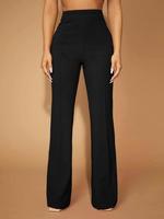 Women's Plain High Waist Flare Leg Pants, Casual Comfy Highwaist Knitting Bell Bottom Trousers for Daily Wear, Ladies Bottoms...