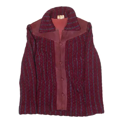PIER FAUSTO PLEY EXPORT Womens Jacket Red Knit 90s Striped L