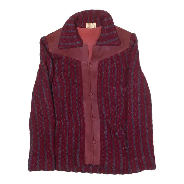 PIER FAUSTO PLEY EXPORT Womens Jacket Red Knit 90s Striped L
