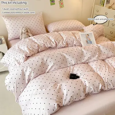 Polka Dot Pattern Bedding Set, 3 Counts/set Including 1 Count Duvet Cover & 2 Counts Pillowcase without Filler, Soft Comforta...