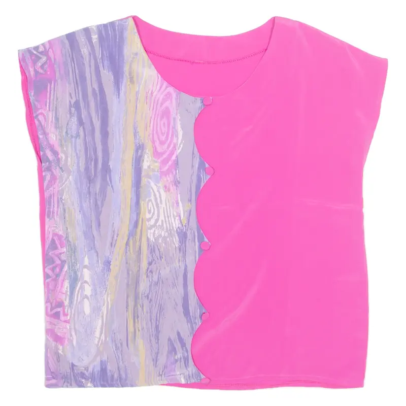 Womens Printed Blouse Pink Sleeveless Crazy Pattern M