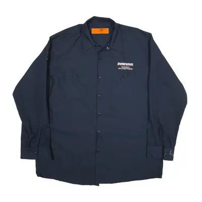 RED KAP Worker Shirt Blue Long Sleeve Mens XL