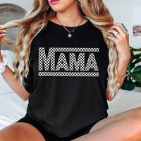 Cotton Short Sleeve  T-Shirt Checkered Mama Tee - Mother’s Day T-Shirt with Checkered Pattern and Classic Round Design, Per...